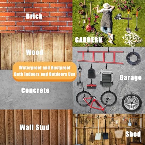 Heavy Duty Garage Hooks, Ladder Hangers for Garage Wall, Black, 8 S - Image 7