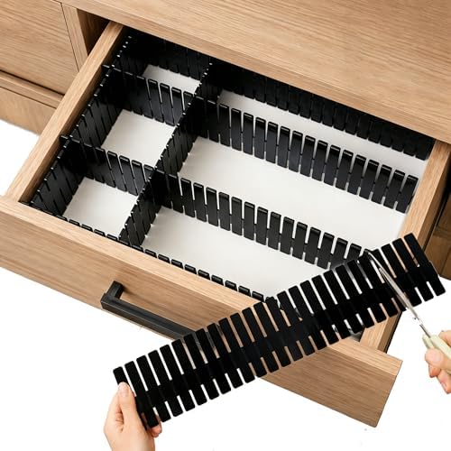 Adjustable Drawer Dividers, Cut-to-Fit DIY Organizers, Black 32 Pack by Bofoho
