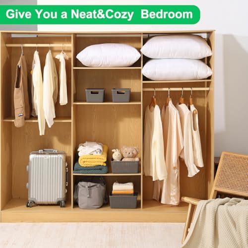 6 Pack Plastic Storage Baskets with Lid,Grey Stackable Bins - Image 5