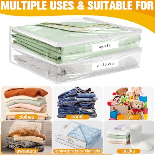 Plastic Storage Bags with Easy-Glide Zipper, Pack of 8, Durable Clear Vinyl Zippered Storage Bags for Clothes Sweaters Comforters Blankets Sheets Bedding (23.6 x 16.9 x 13.8 Inch, Transparent White) - Image 6