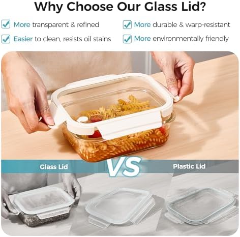 Vtopmart 5 Pack Glass Food Storage Containers with Glass Lids & Air Vent - Image 5
