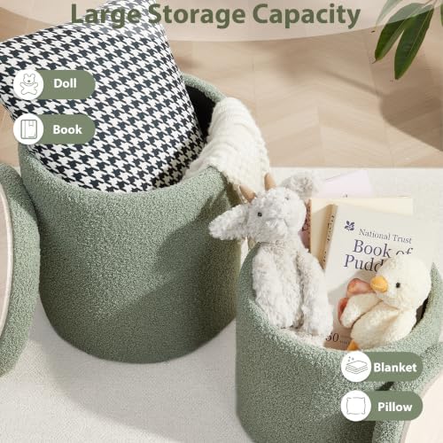 Royal Windsor Round Ottoman with Storage Set of 2, Storage Vanity Stool - Image 4