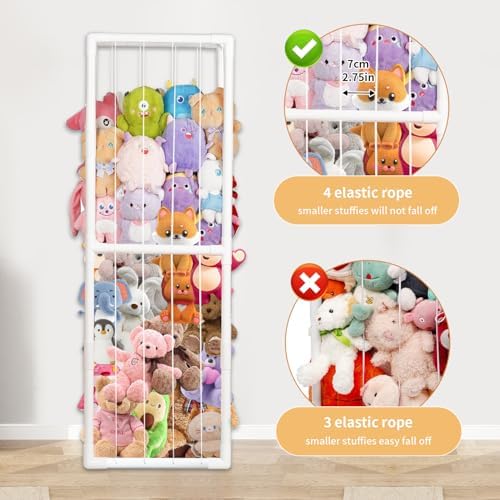 Stuffed Animal Storage, Kids Toy Zoo Storage Organizer with Elastic Band, Thicken PVC Tube Large Stuffed Animals Holder for Nursery Playroom Bedroom Room Furniture Plush Storage(White) - Image 2