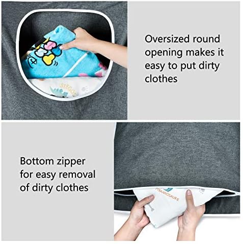 XL Hanging Laundry Hamper, Over the Door Laundry Hamper and Baskets, Wide Opening Hanging Laundry Bag, Hanging Hamper for Bathroom,Dorm,Laundry Room,Camper,Chrismast Gift(Grey-2Pack) - Image 5