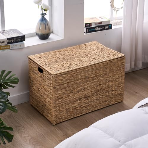 Water Hyacinth Storage Basket with Lid, 52.8 Gallon(200L),Natural - Image 6