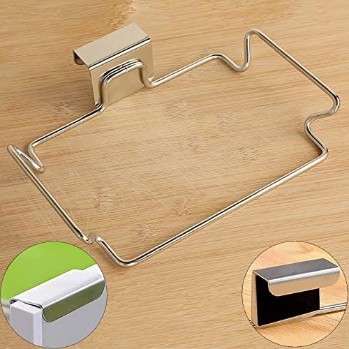 2 Pcs Large Stainless Steel Trash Bag Holder for Cabinets, Cupboards, Under Sink, Garbage, Kitchen Waste, Silver - Image 4