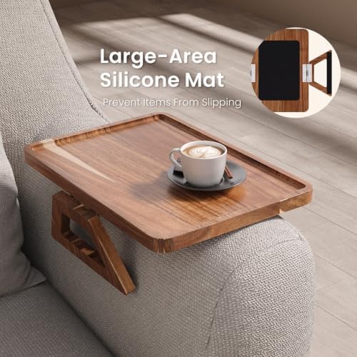 Acacia Wood Couch Arm Tray，Folding Sofa Armrest Table - Image 4