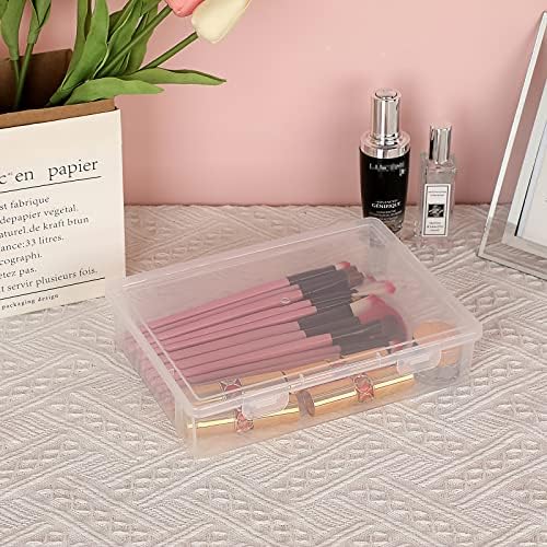 BTSKY Clear Plastic Storage Box with Flap Lid, 4 Pack Small-9.1"x6.7"x2" - Image 3