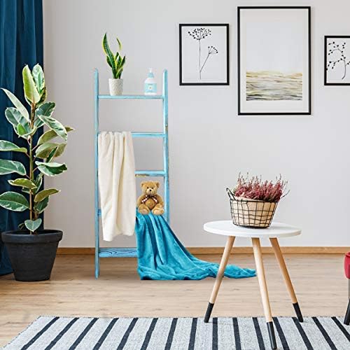 Blanket Ladders for the Living Room, Blanket Holder 5-Tier Blue - Image 5