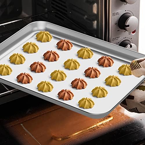 Baking Sheet with Rack Set [2 Pans + 2 Racks], Wildone Stainless Steel Cookie Sheet Baking Pan Tray with Cooling Rack, Size 9 x 7 x 1 Inch, Non Toxic & Heavy Duty & Easy Clean - Image 5