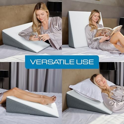 Kolbs Extra Wide Bed Wedge Pillow for Sleep Apnea, More Room - More Comfort | with Chic Jacquard Cover - Headboard Wedges for Sleeping (Extra Wide 7.5" Height) - Image 6