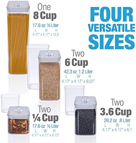 Set of 7 Airtight Food Storage Containers - Pantry Organizer Bins, BPA Free Plastic Containers plus Dry Erase Marker and Labels, White - Image 3
