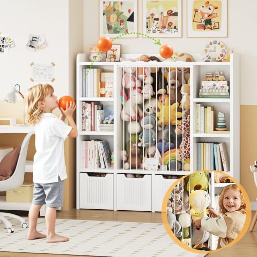 ONBRILL 3-in-1 Toy & Stuffed Animal Storage, 4 Movable Toy Chest, White - Image 5