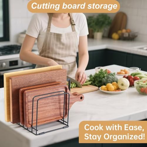Cutting Board Organizer,Kitchen Cabinet Organizer,Divided Rack with 5 Slots for Baking Trays,Space-Saving Kitchen Storage for Cutting Boards, Cookie Sheet, Thin Pans and Baking Sheets Holder (1pcs) - Image 2