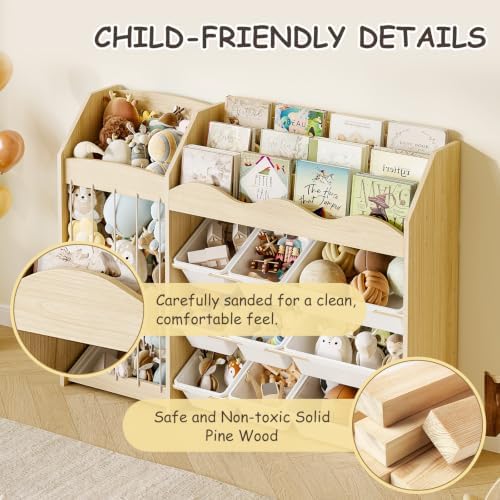 EXPERLAM Toy Storage Organizer, Scalloped Bookshelf, Plush Holder, 9 Bins - Image 6