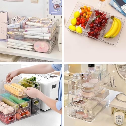 Refrigerator Organizer Bins 5 Pack Stackable Fridge Organizers with Handles Clear Freezer Storage Containers for Pantry, Cabinets,Shelves, Drawer – BPA-Free Plastic Kitchen Organizers - Image 5