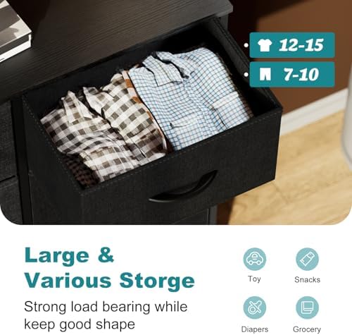 OLIXIS Black Dresser for Bedroom Tall, 8 Storage Fabric Drawers for Closet - Image 5