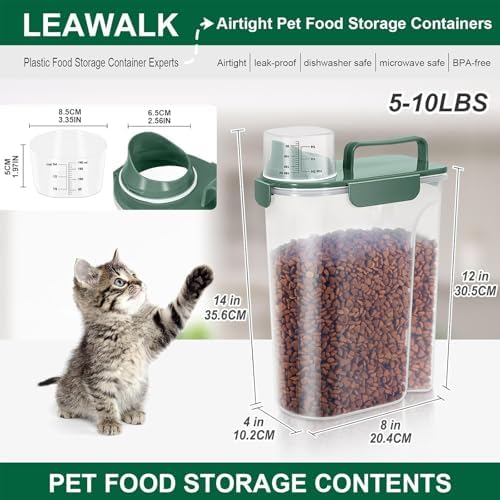 LEAWALK Cat Dog Pet Food Storage Container Up to 5-7Lbs BPA-free-Dark Green - Image 2