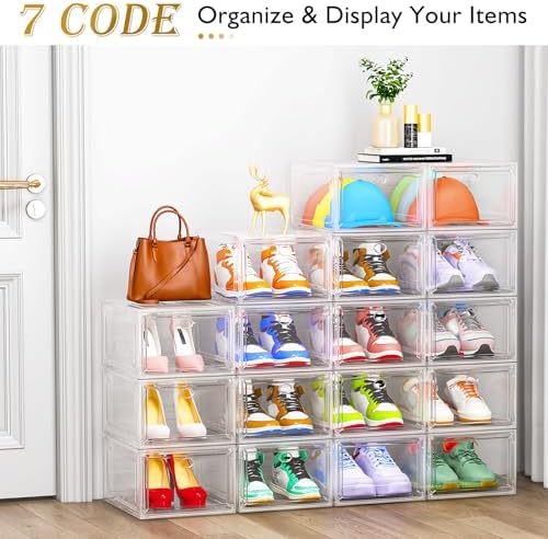 Large Thick Clear Shoe Organizer, Magnetic Door Stackable Shoe Storage Box - Image 4