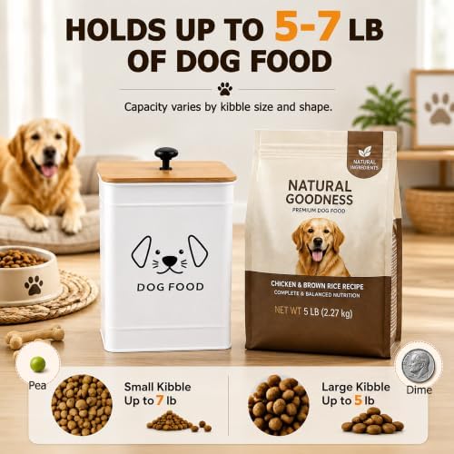 Dog Food Storage Container 6.7"W x 9.3"H Airtight Metal Canister - Image 3