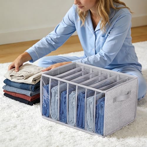 Zilink Pants Organizer Jeans Organizer for Closet, Grey Pattern, 6 Pack - Image 5