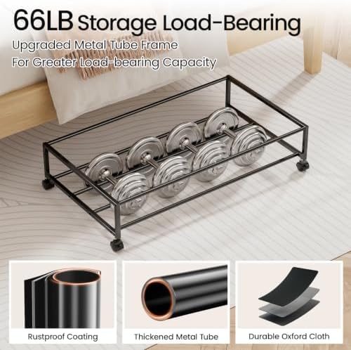 Yecaye 60 L Under Bed Storage with Wheels, 2 Pack Under Bed Storage Containers with Clear Window & Label, Rolling Under bed Shoe Storage organizer for Clothes, Shoes, Black - Image 4
