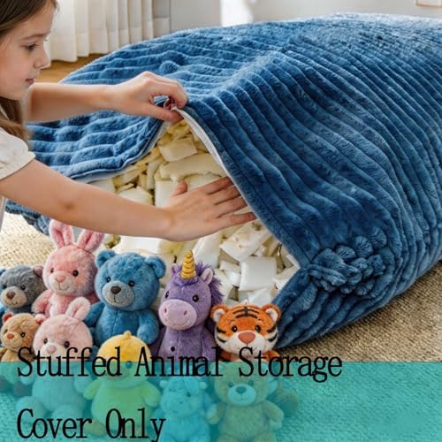 Kisoy Stuffed Animal Storage Bean Bag Bed Cover (No Filler) Washable - Image 2