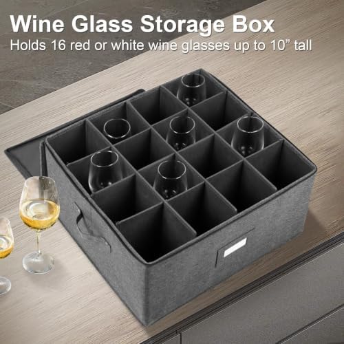 Stemware Storage Cases, Wine Glass Storage Box Containers with Dividers - Image 6