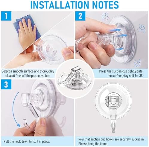 Quntis Clear Plastic Suction Cup Hooks Wreath Hanger 6 Pack - Image 4