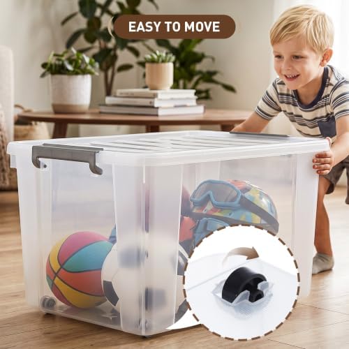 Citylife 4-Pack 58.1 QT Clear Plastic Storage Bins with Latching Lids - Image 6