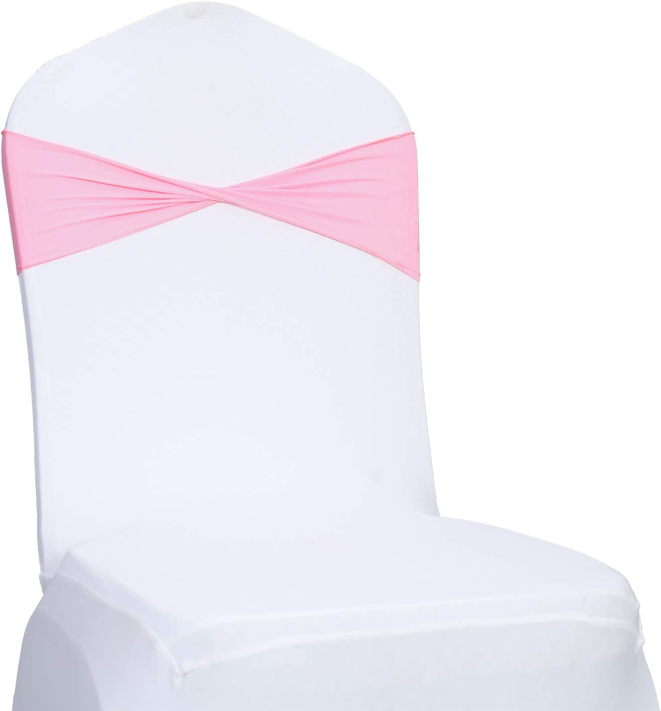 VDS Pack of 150 PCS | Pink | Spandex Chair Sashes Bows Without Buckle | Stretch Elastic Banquet Universal Folding Chair Band Tie with for Wedding Party Conference Celebration Event Decoration