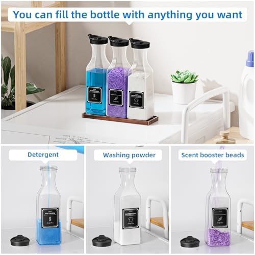 54oz Laundry Detergent Dispenser,Liquid Container with Brown Wood Tray - Image 4