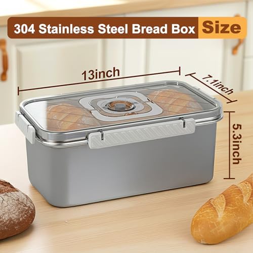 Bread Box for Homemade Bread 304 Stainless Steel, Large Bread Container - Image 3