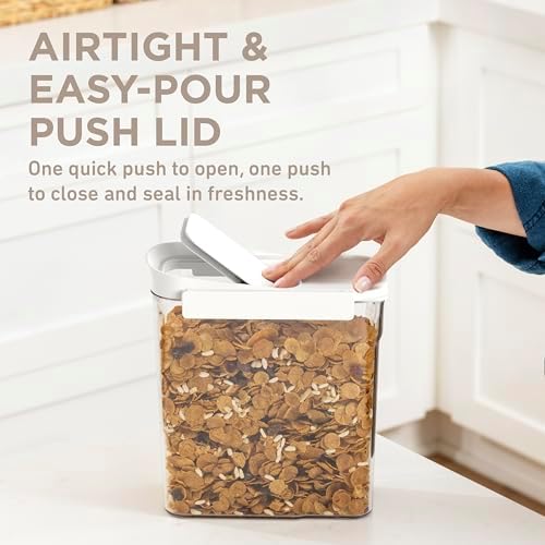 Bentgo Pantry - 6-Piece Airtight Cereal Containers, Easy Push & Pour Lid, Stackable & Clear BPA-Free Storage, Locking Lids for Freshness – Ideal for Kitchen & Pantry Organization (Snow) - Image 2
