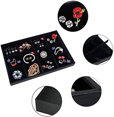 Stratalife 12 Grid Velvet Jewelry Organizer Tray, 13.8" x 9.4" x 1.2" - Image 3