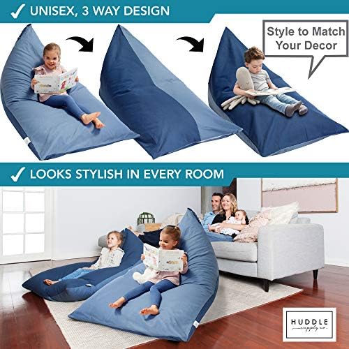 Huddle Designer Stuffed Animal Bean Bag Storage Chair Cover XL Blue Denim - Image 5