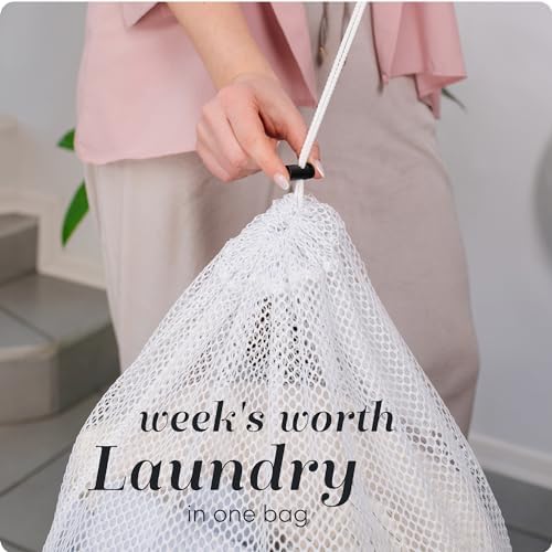 Handy Laundry Mesh XL Laundry Bag 24"x36", Heavy Duty Drawstring, White - Image 3