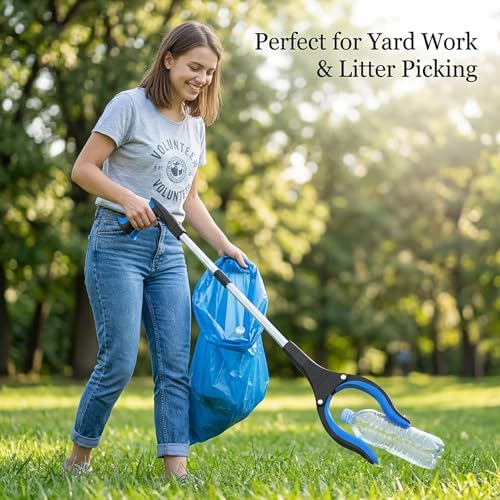 Grabber Reacher Tool - Foldable Gripper and Reaching Tool - Heavy Duty Pick Up Stick Grabbers for Seniors, Trash, Surgery Recovery Must Haves Gifts, 32” Picker Upper Grabber (Blue) - Image 6