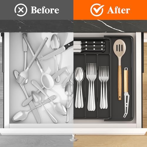 Lifewit Expandable Silverware Drawer Organizer, Kitchen Utensil Tray - Image 6