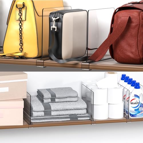 Clear Acrylic Shelf Dividers for Closet Organization - 2 Pack Closet Shelf Divider for Sweatshirt,Towel,Bag,Purse,Clothing,Sweater Organizer,Plastic Dividers and Separators for Shelves and Bedroom - Image 5