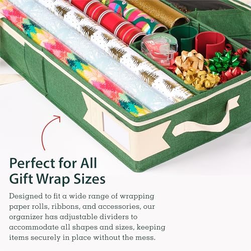 Little ELF Premium Wrapping Paper Storage Organizer, Easy to Carry, 6 Individual Pockets for Christmas Gift Wrap Supplies, Lightweight and Sturdy - Image 5