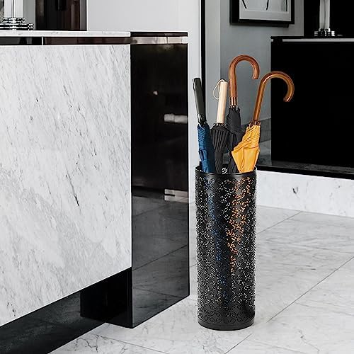 Metal Round Umbrella Stand Rack,Free Standing Umbrella Holder Bin, Canes Walking Sticks Holder for Entryway, Home, Office (Round) - Image 3