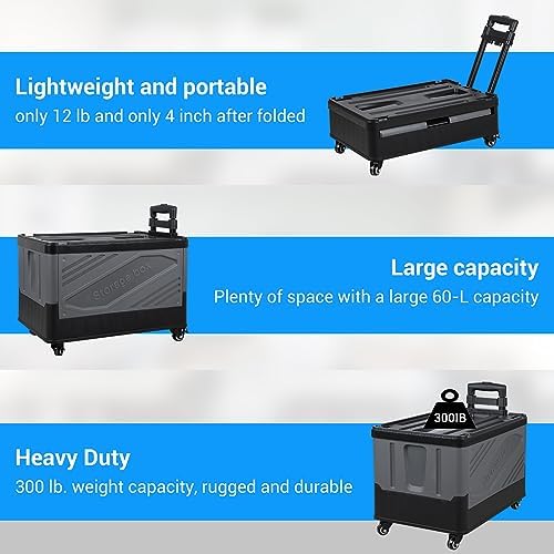 XCBYT 50L Foldable Rolling Crate, Spacious Storage Cart with Wheels - Image 3