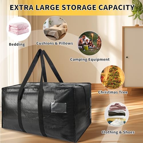 Heavy Duty Extra Large Moving Bags,58 Gallon Jumbo Packing Bags,Huge Moving Storage Bags with Strong Zippers & Carrying Handles,Reusable Big Moving Storage Bags for College Dorm Travel 1Pack - Image 7