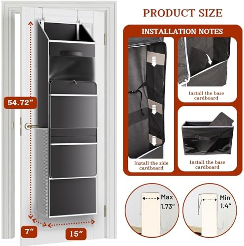 Ofiray-home 2-in-1 Wrapping Paper Organizer Storage, Over Door or Under Bed Organizer with Removable Drawer & 4 Clear Pockets Wrap Storage for Ribbons, Bows, Ornament and Other Tools - Image 2