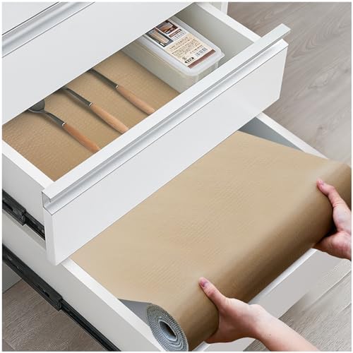 Drawer and Shelf Liner for Kitchen Cabinets, Beige, 24IN X 30FT by ALIUNI
