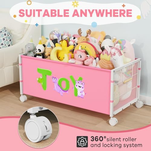 JBBTOOL Large Toy Box, Toy Storage Organizer for Kids, Toy Chest for Toddlers with 360° Wheels, Toybox for Living Room, Oxford Cloth Toy Box for Boys, Girls, Stuffed Animals, Clothes - Image 3