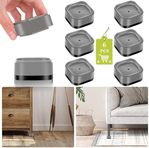 6 Pack Furniture Risers 1 Inch, Adjustable Bed Risers Heavy Duty for Table Desk Couch Chair Sofa Cabinet Bed Legs Dorm, Square Stackable Bed Raisers Blocks Lift Height 1", 2" or 3", Black by Yookwutar