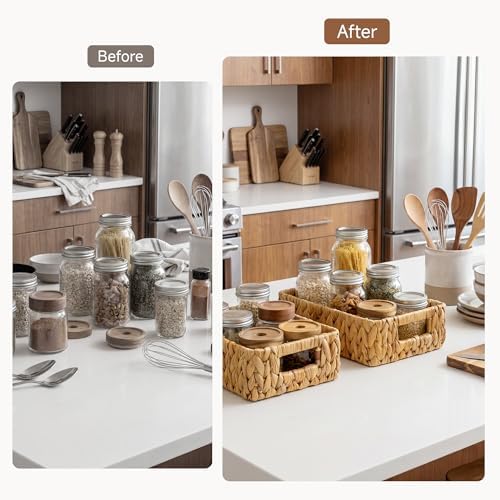StorageWorks Small Wicker Baskets for Shelves, Shallow Baskets, 2-Pack - Image 6