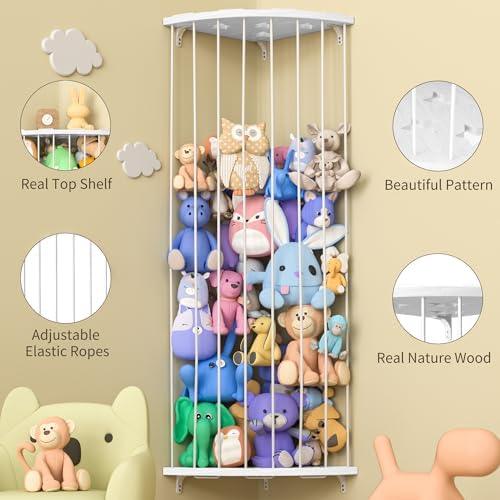 Jtksfcl Stuffed Animal Storage, Corner Stuffed Toy Shelf for Kids Room - Image 7